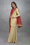 Buy_Talking Threads_Red Georgette Bandhani And Kashmiri Tilla Work Dupatta_Online_at_Aza_Fashions