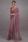 Buy_Talking Threads_Purple Leheriya Saree With Blouse_at_Aza_Fashions