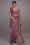 Buy_Talking Threads_Purple Leheriya Saree With Blouse_Online_at_Aza_Fashions