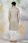 Shop_Talking Threads_Cream Pure Silk Crystal, Zardozi Embroidered Sherwani Set _at_Aza_Fashions