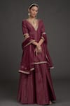 Buy_Talking Threads_Wine Tunic And Lehenga Brocade Silk Woven & Embroidery Banarasi Set  _at_Aza_Fashions