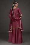 Shop_Talking Threads_Wine Tunic And Lehenga Brocade Silk Woven & Embroidery Banarasi Set  _at_Aza_Fashions