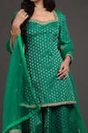 Talking Threads_Emerald Green Tunic And Lehenga Brocade Silk Woven & Embroidery Set  _Online_at_Aza_Fashions