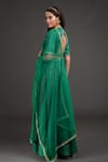 Shop_Talking Threads_Emerald Green Blouse And Lehenga Brocade Silk Woven & Embroidery Set  _at_Aza_Fashions