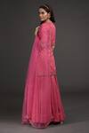 Shop_Talking Threads_Pink Kurta And Lehenga Georgette & Dupatta Tulle Lining Shantoon Pattern Set_at_Aza_Fashions