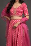 Talking Threads_Pink Blouse And Lehenga Georgette & Dupatta Tulle Lining Shantoon Pattern Set_Online_at_Aza_Fashions