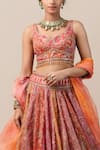 Tarun Tahiliani_Multi Color Organza Leaf Neck Lehenga Set For Women_Online_at_Aza_Fashions