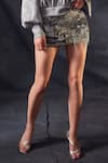 Shop Nikita Mhaisalkar Grey Tulle Sequin And Beads Embroidered Short Skirt Online at Aza Fashions Shop_Nikita Mhaisalkar_Grey Tulle Sequin And Beads Embroidered Short Skirt _Online_at_Aza_Fashions