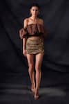 Nikita Mhaisalkar Brown Tulle Embroidered Skirt Online at Aza Fashions Nikita Mhaisalkar_Brown Tulle Embroidered Skirt _Online_at_Aza_Fashions