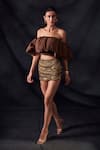 Shop Nikita Mhaisalkar Brown Tulle Embroidered Skirt Online at Aza Fashions Shop_Nikita Mhaisalkar_Brown Tulle Embroidered Skirt _Online_at_Aza_Fashions