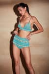 Buy_Nikita Mhaisalkar_Blue Tulle Turkish Beaded V Neck Bralette _Online_at_Aza_Fashions