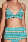 Nikita Mhaisalkar_Blue Tulle Turkish Beaded V Neck Bralette _at_Aza_Fashions
