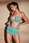 Buy_Nikita Mhaisalkar_Blue Tulle Embroidered Turkish Beaded Bikini Bottom _Online_at_Aza_Fashions