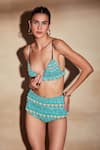 Shop_Nikita Mhaisalkar_Blue Tulle Embroidered Turkish Beaded Bikini Bottom _Online_at_Aza_Fashions