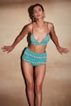 Nikita Mhaisalkar_Blue Tulle Embroidered Turkish Beaded Bikini Bottom _at_Aza_Fashions