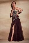 Buy Nikita Mhaisalkar Brown Tulle Flared Skirt Online at Aza Fashions Buy_Nikita Mhaisalkar_Brown Tulle Flared Skirt _Online_at_Aza_Fashions