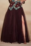 Shop Nikita Mhaisalkar Brown Tulle Flared Skirt Online at Aza Fashions Shop_Nikita Mhaisalkar_Brown Tulle Flared Skirt _Online_at_Aza_Fashions