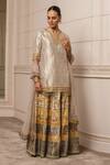 Buy_Tarun Tahiliani_Yellow Dupatta Chanderi, Kurta Brocade, Sharara Embroidered Set With_at_Aza_Fashions