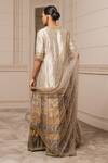 Shop_Tarun Tahiliani_Yellow Dupatta Chanderi, Kurta Brocade, Sharara Embroidered Set With_at_Aza_Fashions
