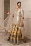 Tarun Tahiliani_Yellow Dupatta Chanderi, Kurta Brocade, Sharara Embroidered Set With_Online_at_Aza_Fashions
