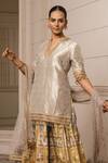 Buy_Tarun Tahiliani_Yellow Dupatta Chanderi, Kurta Brocade, Sharara Embroidered Set With_Online_at_Aza_Fashions