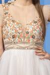 Tamaraa By Tahani_Beige Tulle, Duchess Satin Round Embroidered Dress _at_Aza_Fashions