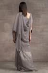 Shop_Tarun Tahiliani_Grey Crinkle Tulle And Foil Jersey Asymmetric Draped Gown _at_Aza_Fashions