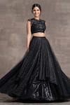 Buy_Tarun Tahiliani_Black Embroidery Mirror And Mukaish Work Round Lehenga Set _at_Aza_Fashions