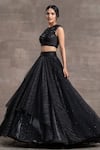 Buy_Tarun Tahiliani_Black Embroidery Mirror And Mukaish Work Round Lehenga Set _Online_at_Aza_Fashions