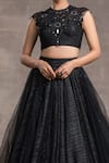 Shop_Tarun Tahiliani_Black Embroidery Mirror And Mukaish Work Round Lehenga Set _Online_at_Aza_Fashions