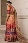 Shop_Tarun Tahiliani_Coral Jacquard Woven And Embellishment Sequin & Beads Round Motifs Anarkali Set _at_Aza_Fashions