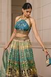 Buy_Tarun Tahiliani_Green Jacquard And Brocade Woven & Embellishment Sequin Floral Motifs Lehenga Set _Online_at_Aza_Fashions