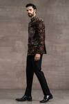 Buy_Tarun Tahiliani_Black Silk Velvet Floral Bandhgala Set _Online_at_Aza_Fashions