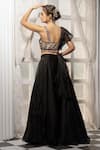 Shop_Tamaraa By Tahani_Black Organza, Silk Taffeta Sweetheart Neck Lehenga Set _at_Aza_Fashions