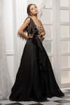 Tamaraa By Tahani_Black Organza, Silk Taffeta Sweetheart Neck Lehenga Set _Online_at_Aza_Fashions
