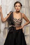 Buy_Tamaraa By Tahani_Black Organza, Silk Taffeta Sweetheart Neck Lehenga Set _Online_at_Aza_Fashions