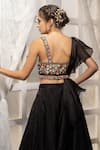 Shop_Tamaraa By Tahani_Black Organza, Silk Taffeta Sweetheart Neck Lehenga Set _Online_at_Aza_Fashions