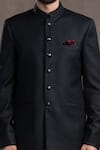 Shop_Tarun Tahiliani_Black Crepe Wool Plain Bandhgala Set _Online_at_Aza_Fashions