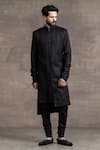 Buy_Tarun Tahiliani_Black Linen Plain Kurta Set _at_Aza_Fashions