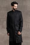 Buy_Tarun Tahiliani_Black Linen Plain Kurta Set _Online_at_Aza_Fashions