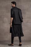 Shop_Tarun Tahiliani_Black Linen Plain Draped Kurta Set _at_Aza_Fashions