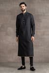 Buy_Tarun Tahiliani_Black Silk Plain Kurta Set _at_Aza_Fashions