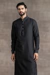 Buy_Tarun Tahiliani_Black Silk Plain Kurta Set _Online_at_Aza_Fashions