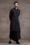 Buy_Tarun Tahiliani_Black Sushi Voile Asymmetric Kurta And Dhoti Pant Set_at_Aza_Fashions