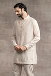 Buy_Tarun Tahiliani_Beige Sushi Voile Pintuck Yoke Kurta Pant Set _Online_at_Aza_Fashions