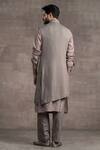 Shop_Tarun Tahiliani_Beige Kurta - Sushi Voile Pintuck Sleeveless Sherwani Set_at_Aza_Fashions