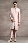 Buy_Tarun Tahiliani_Peach Mashru Silk Sherwani Set_at_Aza_Fashions