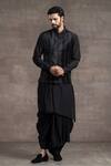 Buy_Tarun Tahiliani_Black Silk Velvet Bundi_at_Aza_Fashions