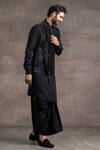 Tarun Tahiliani_Black Silk Velvet Bundi_Online_at_Aza_Fashions