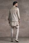 Shop_Tarun Tahiliani_Peach Silk Tissue Pintuck Bundi_at_Aza_Fashions